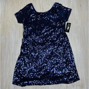 NWT S.L. Fashions Sequin Short Sleeve Party NYE Glitzy Dazzling Shift Dress 20W